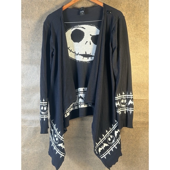 Disney Nightmare Before Christmas Cardigan Wrap Jack Skellington Bats Black Sz L - Picture 1 of 7